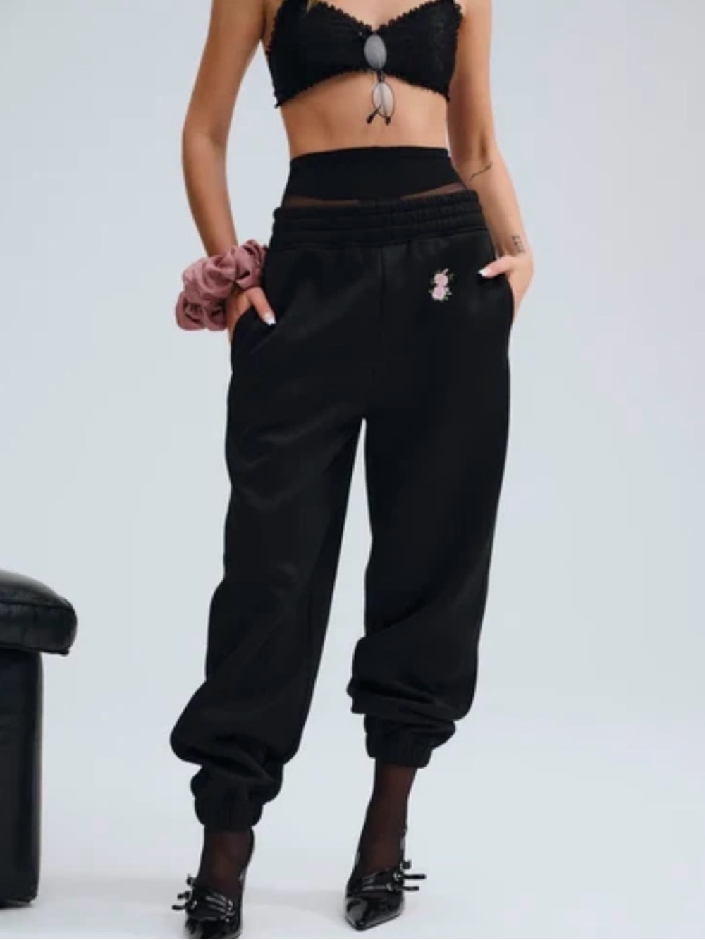 For Love & Lemons Julie Sweatpants in Black